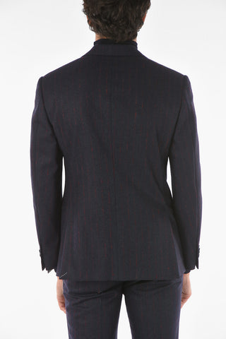 Two-tone Extrafine Virgin Wool ACADEMY Suit with Pinstripes