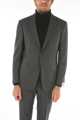 windowpane check virgin wool notch lapel MANTUA 2-button suit drop 6R