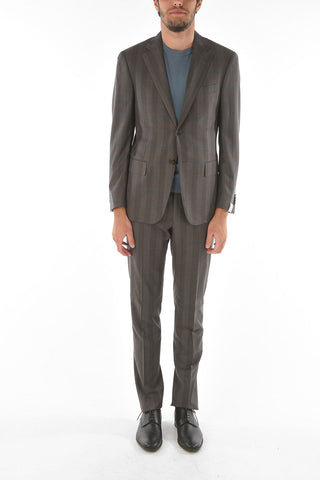 district check virgin wool MANTUA side vents notch lapel 2-button suit drop 6R