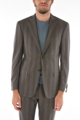 district check virgin wool MANTUA side vents notch lapel 2-button suit drop 6R