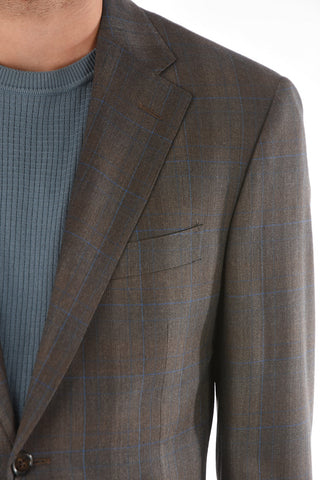district check virgin wool MANTUA side vents notch lapel 2-button suit drop 6R
