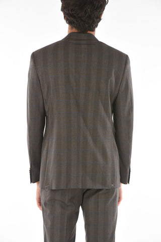 district check virgin wool MANTUA side vents notch lapel 2-button suit drop 6R