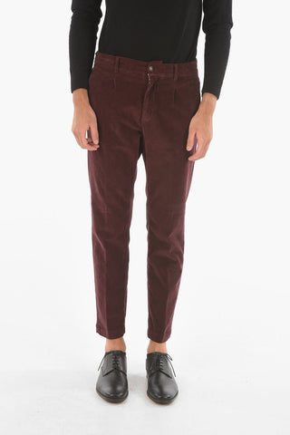 pantaloni MITTE a una pince in velluto a coste