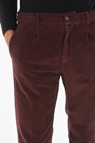 pantaloni MITTE a una pince in velluto a coste
