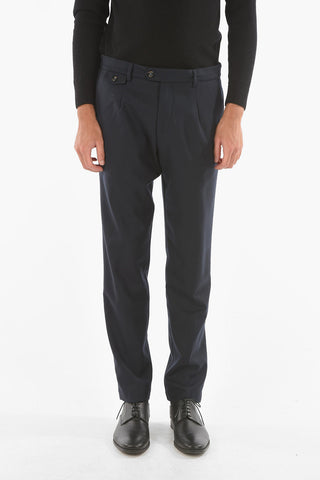 Stretched Virgin Wool RAVAL Chino Pants with Single Pleat
