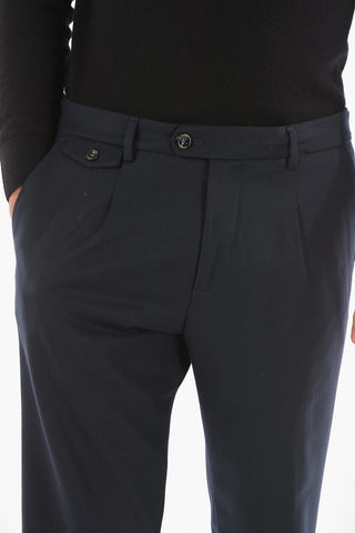 Stretched Virgin Wool RAVAL Chino Pants with Single Pleat