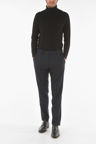 Stretched Virgin Wool RAVAL Chino Pants with Single Pleat