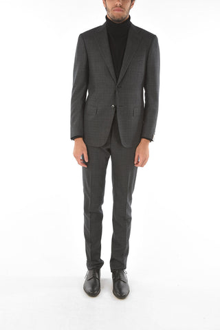 windowpane check virgin wool notch lapel MANTUA 2-button suit drop 6R