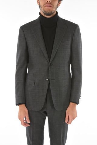 windowpane check virgin wool notch lapel MANTUA 2-button suit drop 6R