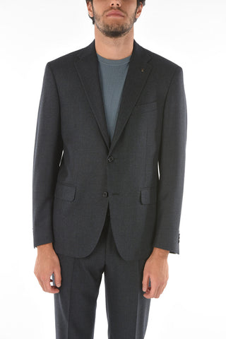 CC COLLECTION houndstooth virgin wool RIGHT notch lapel belt loops 2-button suit drop 7R