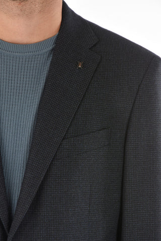 CC COLLECTION houndstooth virgin wool RIGHT notch lapel belt loops 2-button suit drop 7R
