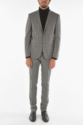 CC COLLECTION Abito in Lana Vergine con Motivo Glen Check