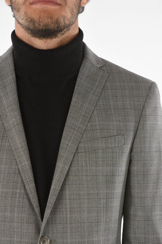 CC COLLECTION Abito in Lana Vergine con Motivo Glen Check