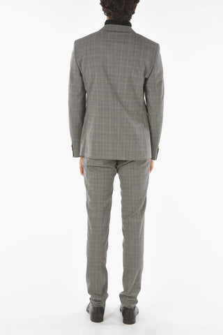 CC COLLECTION Abito in Lana Vergine con Motivo Glen Check