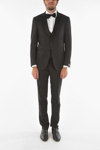Virgin Wool CERIMONY ACADEMY 3-piece Suit with Satin Peak Lapel