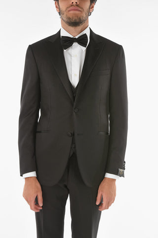 Virgin Wool CERIMONY ACADEMY 3-piece Suit with Satin Peak Lapel
