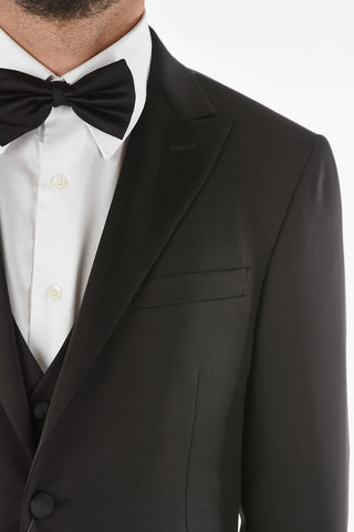 Virgin Wool CERIMONY ACADEMY 3-piece Suit with Satin Peak Lapel