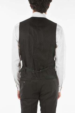 Virgin Wool CERIMONY ACADEMY 3-piece Suit with Satin Peak Lapel