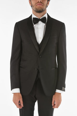Virgin Wool CERIMONY ACADEMY 3-piece Suit with Satin Shawl Lapel