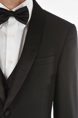 Virgin Wool CERIMONY ACADEMY 3-piece Suit with Satin Shawl Lapel