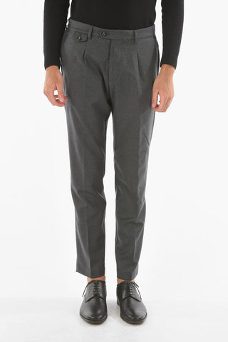 Stretched Virgin Wool RAVAL Chino Pants with Single Pleat