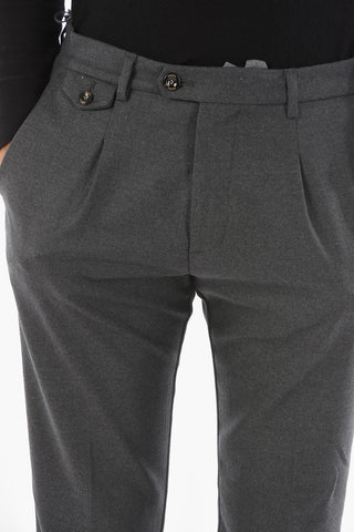 Stretched Virgin Wool RAVAL Chino Pants with Single Pleat