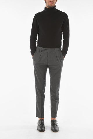 Stretched Virgin Wool RAVAL Chino Pants with Single Pleat
