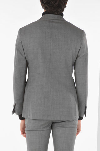 Virgin Wool ACADEMY Suit with Bird's Eye Pattern