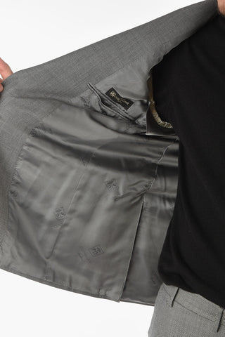 Virgin Wool ACADEMY Suit with Bird's Eye Pattern