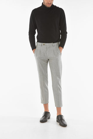 PRESTIGE Houndstooth Patterned RAVAL Chino Pants with Double Pleat