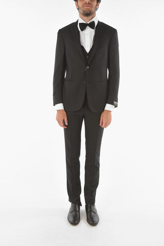 Virgin Wool CERIMONY ACADEMY 3-piece Suit with Peak Lapel