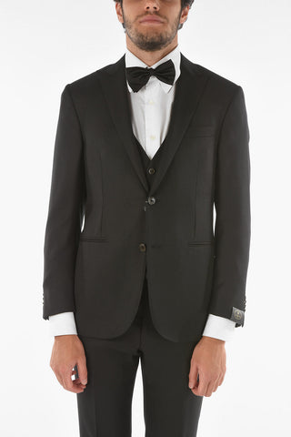 Virgin Wool CERIMONY ACADEMY 3-piece Suit with Peak Lapel
