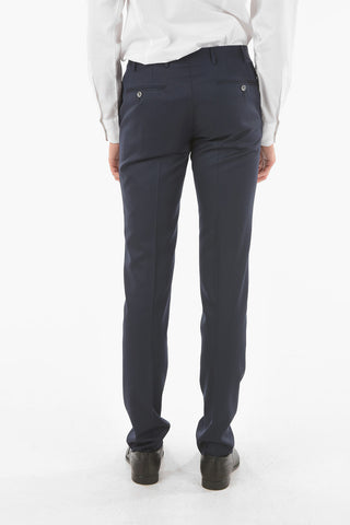 Virgin Wool Four-Pocket Trousers with Belt Loops
