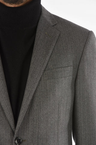 Virgin Wool ACADEMY Suit with Unbalanced Stripe Pattern