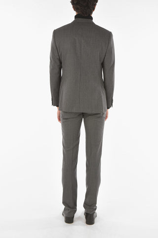 Virgin Wool ACADEMY Suit with Unbalanced Stripe Pattern