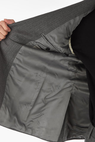 Virgin Wool ACADEMY Suit with Unbalanced Stripe Pattern