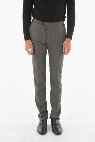 Virgin Wool ACADEMY Suit with Unbalanced Stripe Pattern