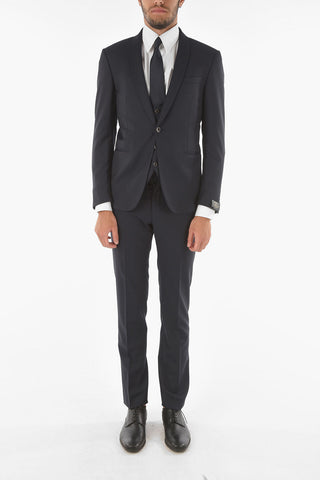Stretched Virgin Wool CERIMONY ACADEMY 3-piece Suit with Shawl Lapel