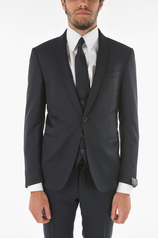 Stretched Virgin Wool CERIMONY ACADEMY 3-piece Suit with Shawl Lapel