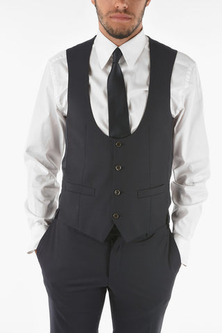 Stretched Virgin Wool CERIMONY ACADEMY 3-piece Suit with Shawl Lapel