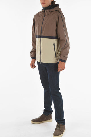 ZZEGNA Logoed Hooded Windbreaker