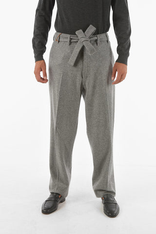 COUTURE Cashmere Wool Pants with Belt