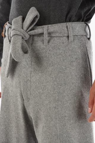 COUTURE Cashmere Wool Pants with Belt