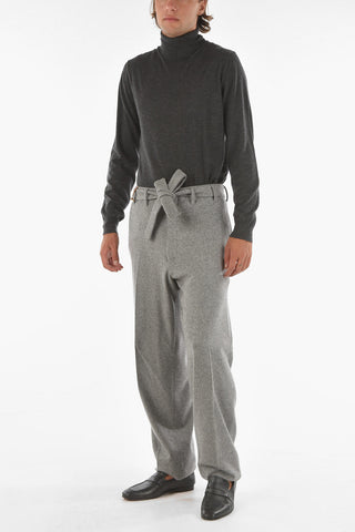 COUTURE Cashmere Wool Pants with Belt