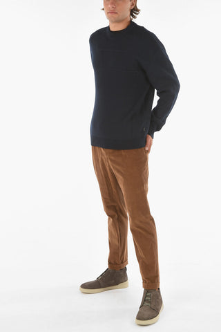 ZZEGNA Solid Color Crew-neck Sweater
