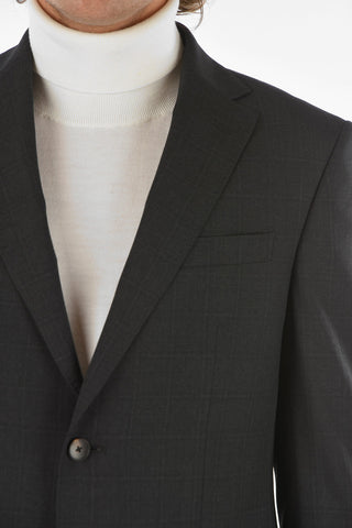 ZZEGNA windowpane check side vents notch lapel 2-button suit