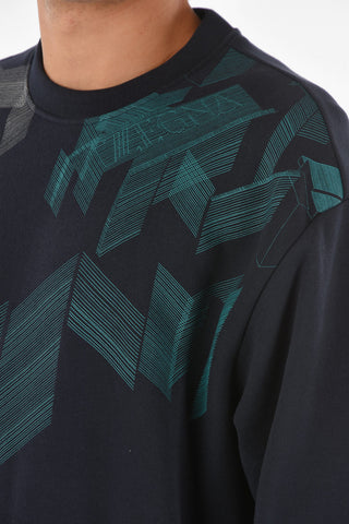 ZZEGNA front printed crew-neck sweatshirt