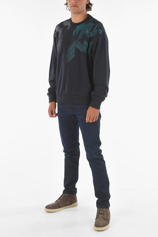 ZZEGNA front printed crew-neck sweatshirt