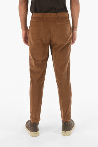 ZZEGNA cuffed hem single pleat corduroy pants