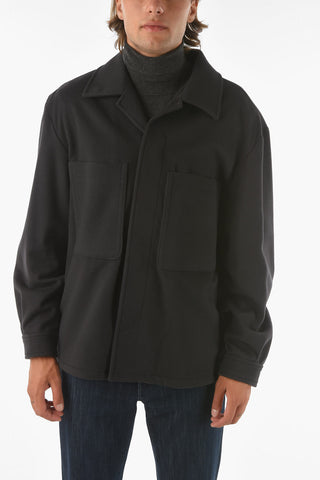 ZZEGNA Wool Overshirt with Hidden Button Fastening